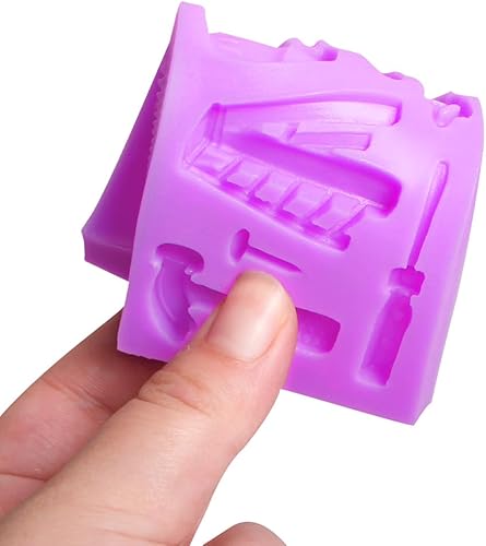 Miniatura 8 de Herramientas de construcción Moldes de silicona para dulces, herramientas de mano, martillo, llave de chocolate, moldes para hornear para decoración