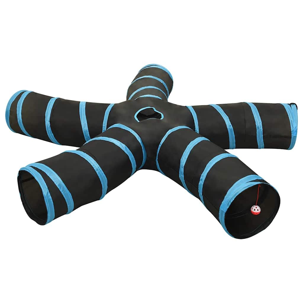 vidaXL Túnel para Gatos con 5 Salidas poliéster Negro y Azul 25 cm