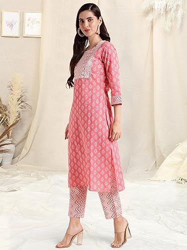 Image of MIRCHI FASHION Women's Straight Fit Pure Cotton Printed Kurta Set with Dupatta and Trouser
