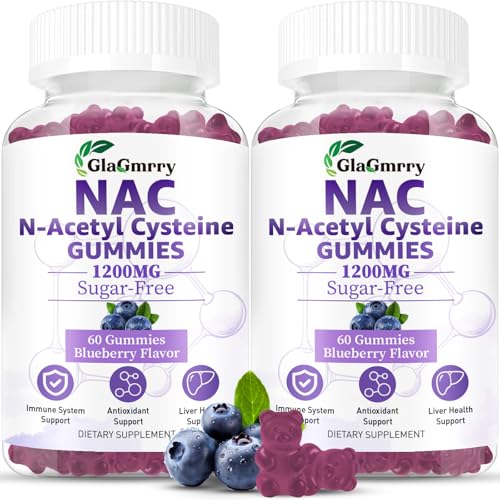 GlaGmrry 2 Pack N-Acetyl Cysteine Gummies for Kids & Adults N-Acetyl Cysteine Supplement with Selenium Zinc Vitamin C & E for Liver Health Antioxidant Immune System 120 Count Sugar Free