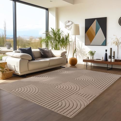 Teppium Tapis 200x290 cm Beige Design Bohème Bouclé Boucles Style Scandinave Moderne Doux Résistant Facile à Nettoyer Grand Tapis pour Salon Salle à...