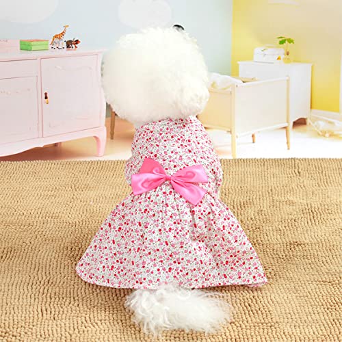 Brocarp Dog Dress- Puppy Floral Princess Dresses, Dog Dress Bowknot Tutu Skirt, Thin Cute Pet Summer Clothes Apparel For Small Medium Girl Dogs Cats Kitten, Dog Flower Sundress Doggy Outfit Costume #TOP1