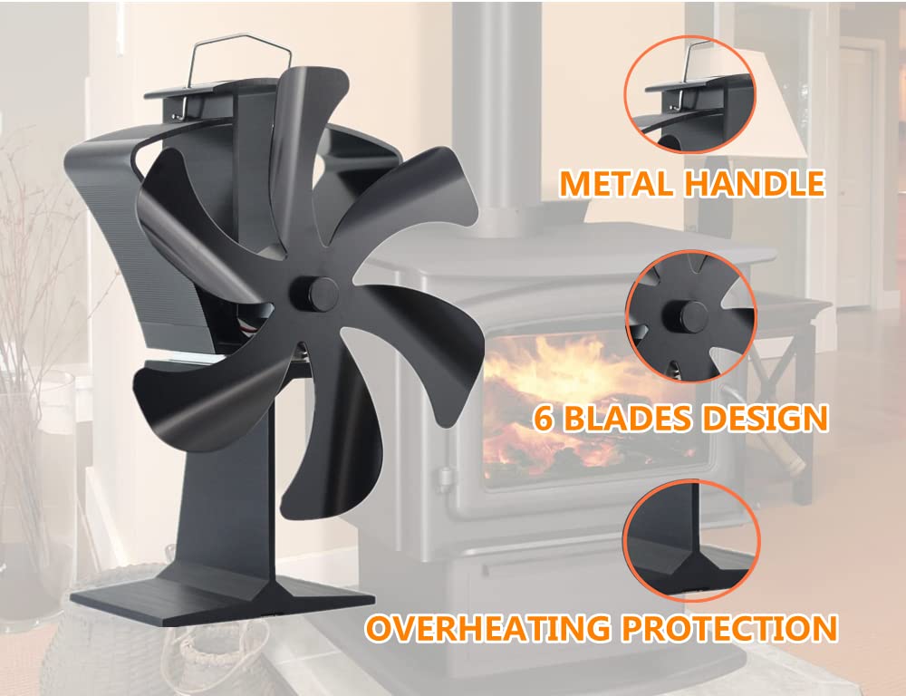 Amazon.com: Tomersun Wood Stove Fan Heat Powered 6 Blades Wood Burning Stove  Accessories Heat Fan for Wood Stove : Home u0026 Kitchen