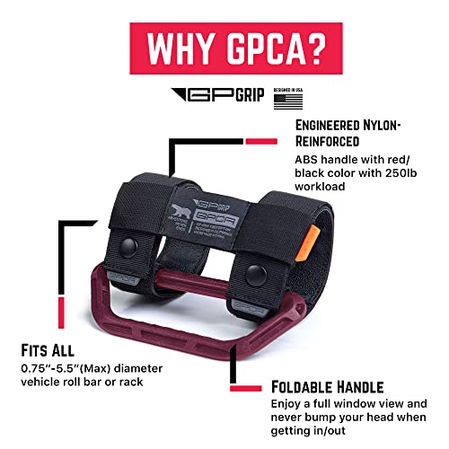 Gp Grip Universal Grab Handle, Patented Nylon Roll Bar, Sturdy Straps, Fits All Truck Dia 1-5.5 Inches, For Wrangler Models, Utvs, Boats And More, Patented, Burgundy Red, 2-Pack #TOP2