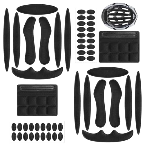 AIUNBEST Fahrradhelm Polster 2-Set, Schaumstoff Polster mit Klettpunkte-Kit Fahrradhelm Polster Ersatz Helmpolster Schwarz Universal Helmpolster Zubehör für Fahrradhelme