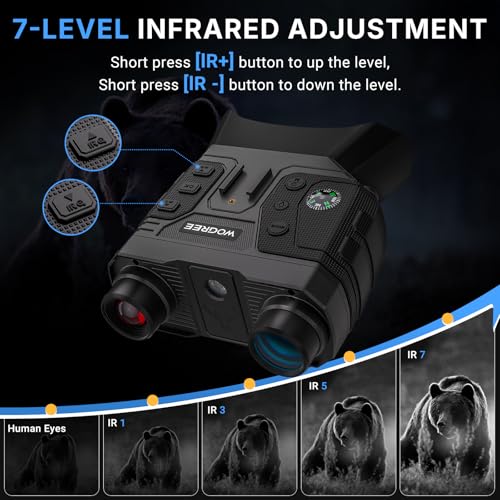 Image of Night Vision Goggles, 4K Night Vision Binoculars for Adults, 36MP Photo, 5000mAh Rechargeable Battery, 1300FT Range, 8X Digital Zoom, Infrared Vision, 32GB SD, Flashlight & Compass for Camping