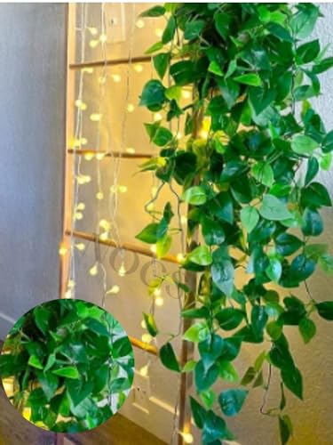 2 Pendentes Folhagem Jardim Vertical Enfeite Realista 100cm