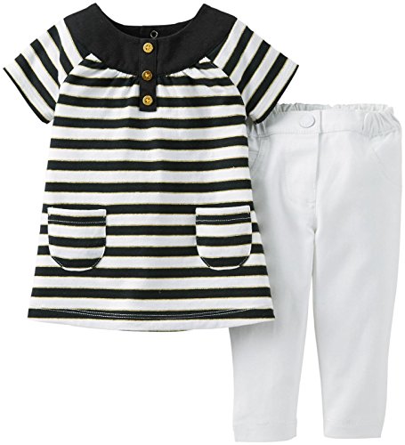 Ensemble 2 pièces Carter's bébé fille à rayures blanches en coton doux