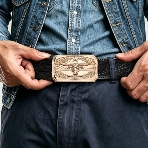 Image of Dubulle Mens Ratchet Belt Gold Click Buckle Adjustable Leather Belts