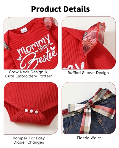 Kucnuzki Baby Girl Clothes Newborn Baby Girl Outfit Long Sleeve Romper Jean Denim Skirt Set Infant Baby Clothe for Girls4