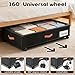 Tsinglax Under Bed Storage with Wheels 2-Pack, Under Bed Storage Containers 66L Clear Lids, Rolling Storage Drawers for Clothes Shoes Blankets, Underbed Organizer Bins(32