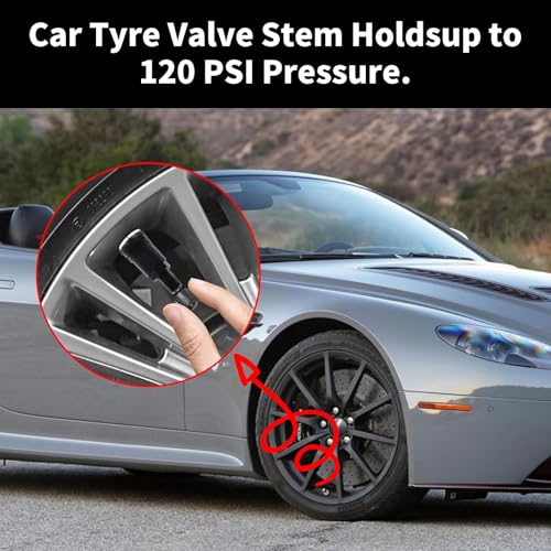 4 Stück Aluminium Universal Ventile, Verschtecktes Ventil für Felgen 11,3 mm, Schwarz Metallventil, Reifen Ventil, Universal Metallventile, Felgenventil Metall, für Autos, Motorräder, Elektrofahrzeuge