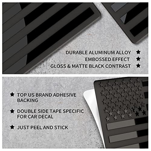 image for sticro Embossed 3D Metal All Black American Flag Emblem Decal Stickers
