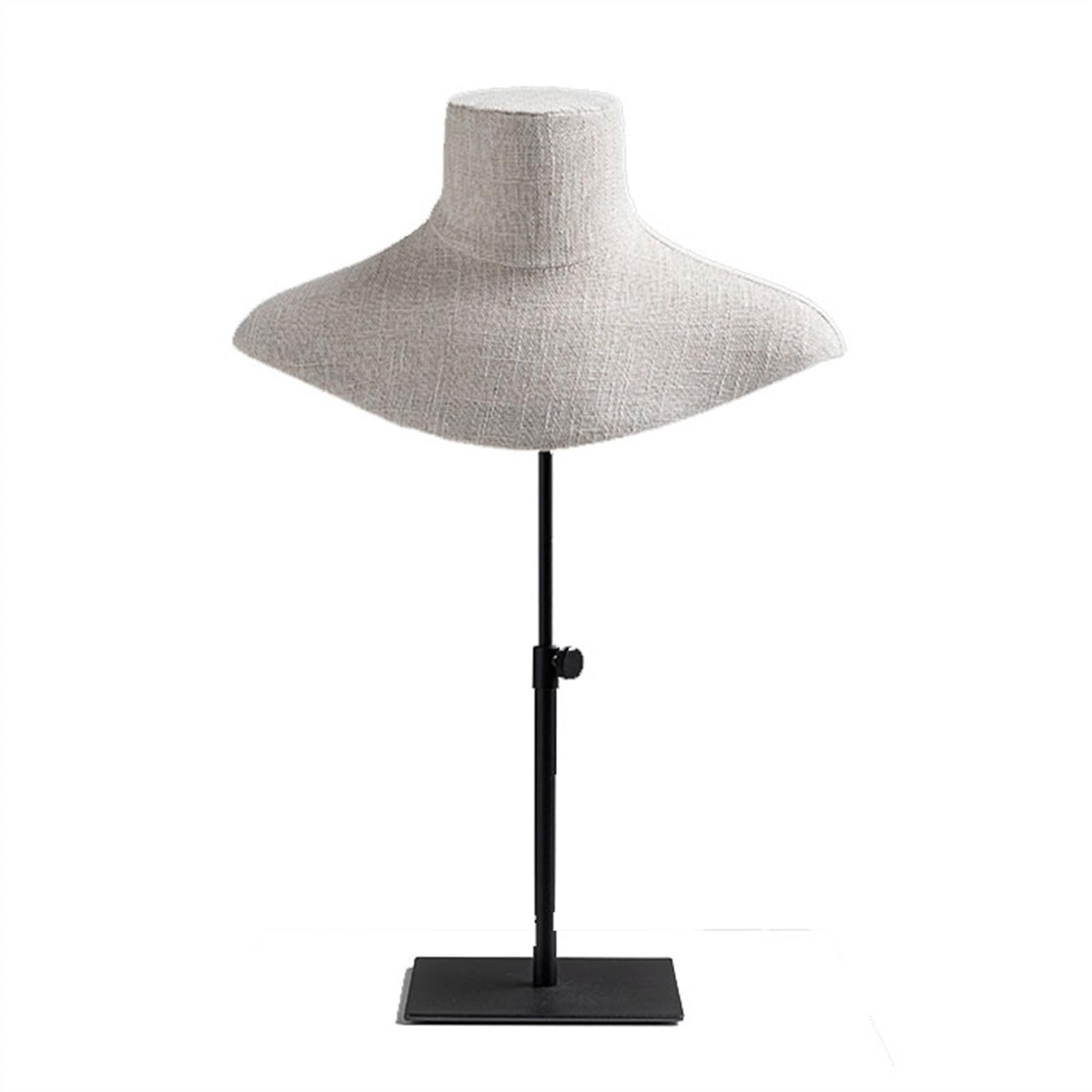 Présentoir Bijoux Présentoir à bijoux recouvert de lin collier chaîne bijoux buste support présentoir, colliers présentoir collier mannequin, collier buste avec base en métal Porte Bijoux(Noir)