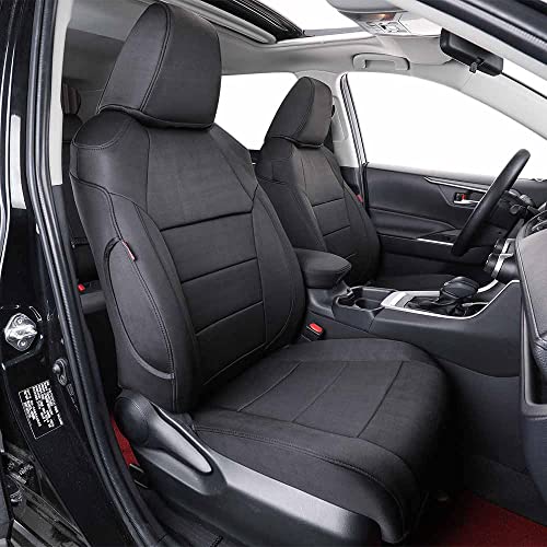 Image of EKR Rav4 Seat Covers Custom Fit for Toyota Rav4 (Only Hybrid) 2019-2025 LE,XLE,XLE Premium,Limited,Woodland Edition,Car Seat Cover Full Set for SUV,Neoprene(Black)