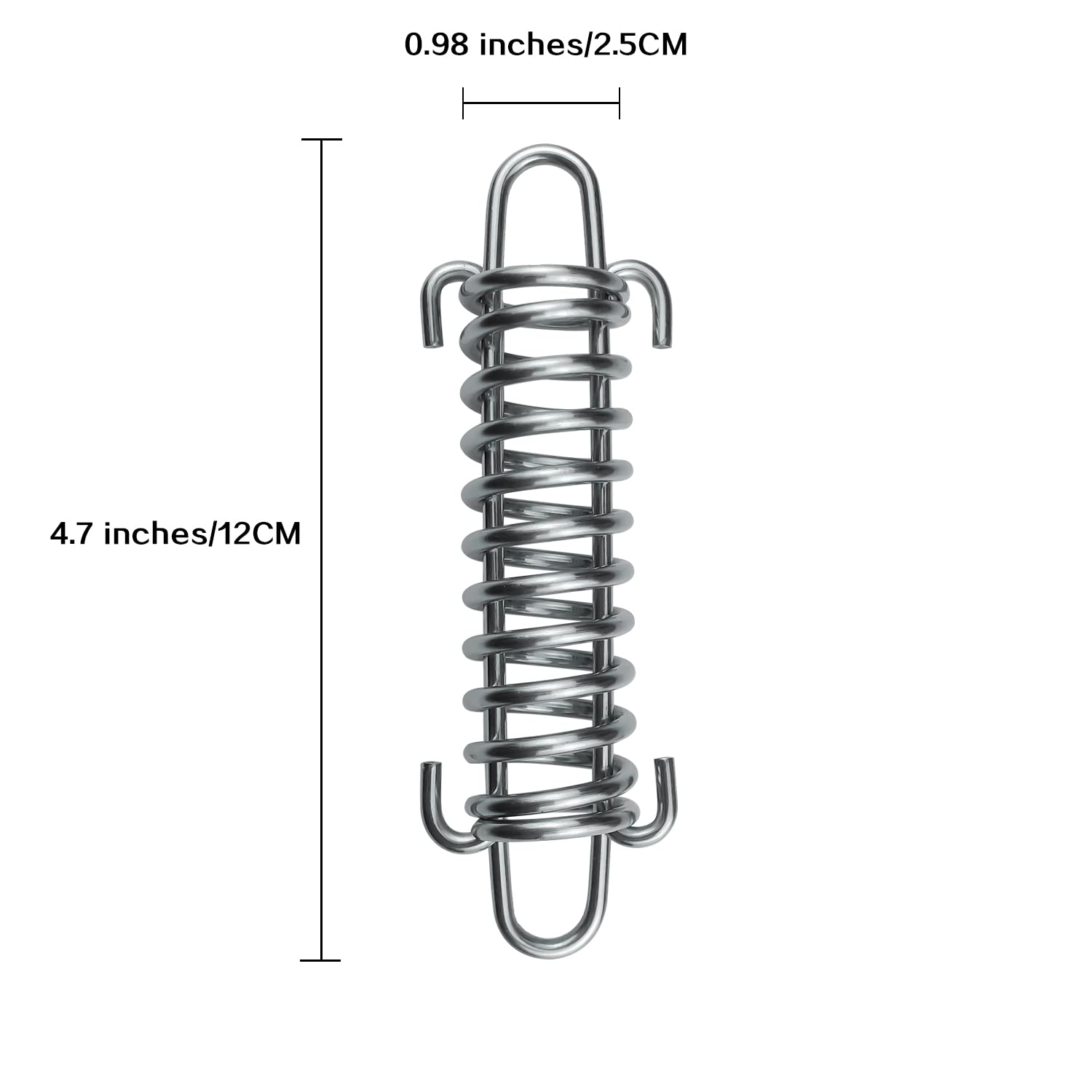 SUUJI Stainless Steel Dog Leash Shock Absorbing Spring 4 Pcs Dog Cable Tie Out Buffer Spring for Run Or Training,Heavy Duty Tent Rope Fixed Buckle Tensioner for Outdoor Hiking Camping - Image 2