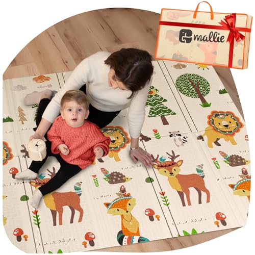 Mallie® Alfombra Bebe Acolchada Plegable 180 x 150 CM XXL [Capa Antirayaduras] | Tapete Bebe, Colchoneta Bebe Suelo, Alfombra Infantil para Juegos Bebe, Suelo Bebes Acolchado, Manta Juegos Bebe