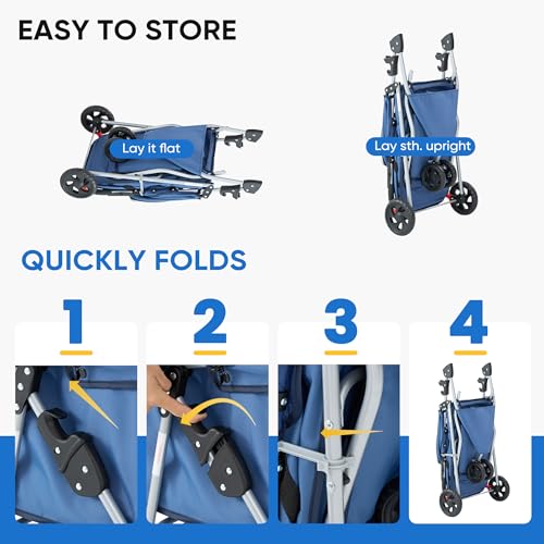 Image of NEWBULIG 3 Wheel Pet Stroller for Dogs and Cats, Foldable, Lightweight and Durable, Ideal for Small to Medium Pets, Includes Storage Basket and Cup Holders
