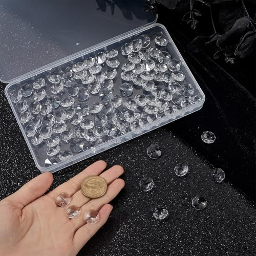 SOFPLATE 1 Box 120Pcs 14mm Glass Octagon Beads Prism Crystal Bead 2 Hole Crystal Chandelier Replacement Parts Sun Catcher Faceted Beads for DIY Lamp Hanging Pendant Jewellery Suncatcher Crafting - Image 3