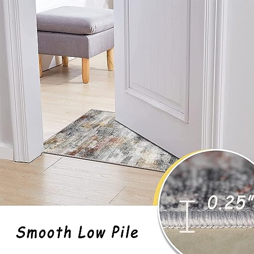 vivorug Grey Runner Rug 2x10 Machine Washable Rug with Non-Slip Backing, Ideal for Kitchen Hallway Entryway Laundry Room - Modern Abstract, Durable, Easy Clean, Low Pile Carpet Runner