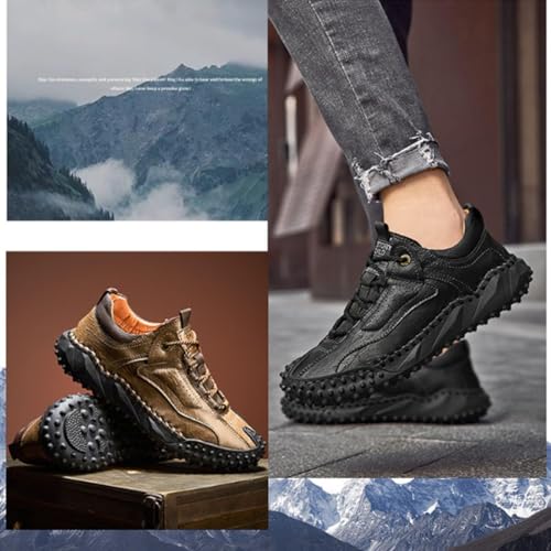 Cushygait Boots Men,Men's Casual Leather Handmade Non-Slip Arch Support Sneakers,Outdoor Waterproof Anti-Slip Wide Toe Work Shoes2