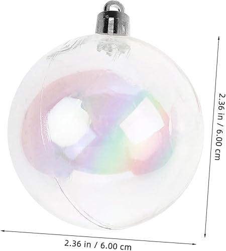 Miniatura 3 de SAFIGLE Adornos de bola transparentes hechos a mano, 72 unidades, bolas de adornos iridiscentes, bolas de adorno de plástico transparente, adorno