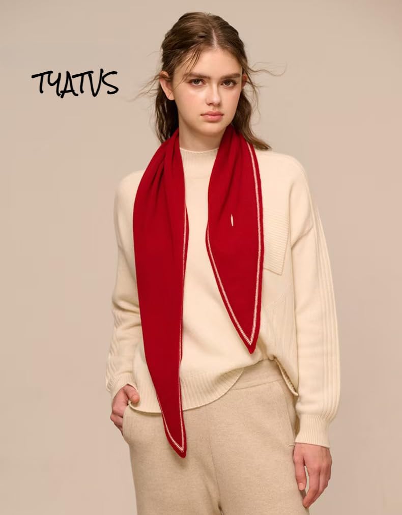 Cashmere Knit Triangle Scarf for Women Knitted Head Scarf Wool Bandana Old Money Aesthetic Accessories