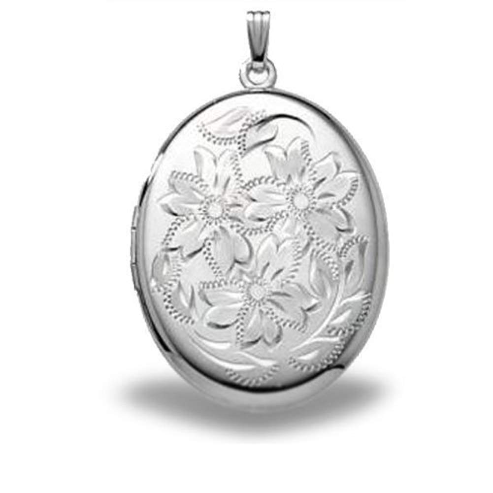Extra Large Sterling Silver Oval Locket 1-1/4 Inch X 1-1/2 Inch