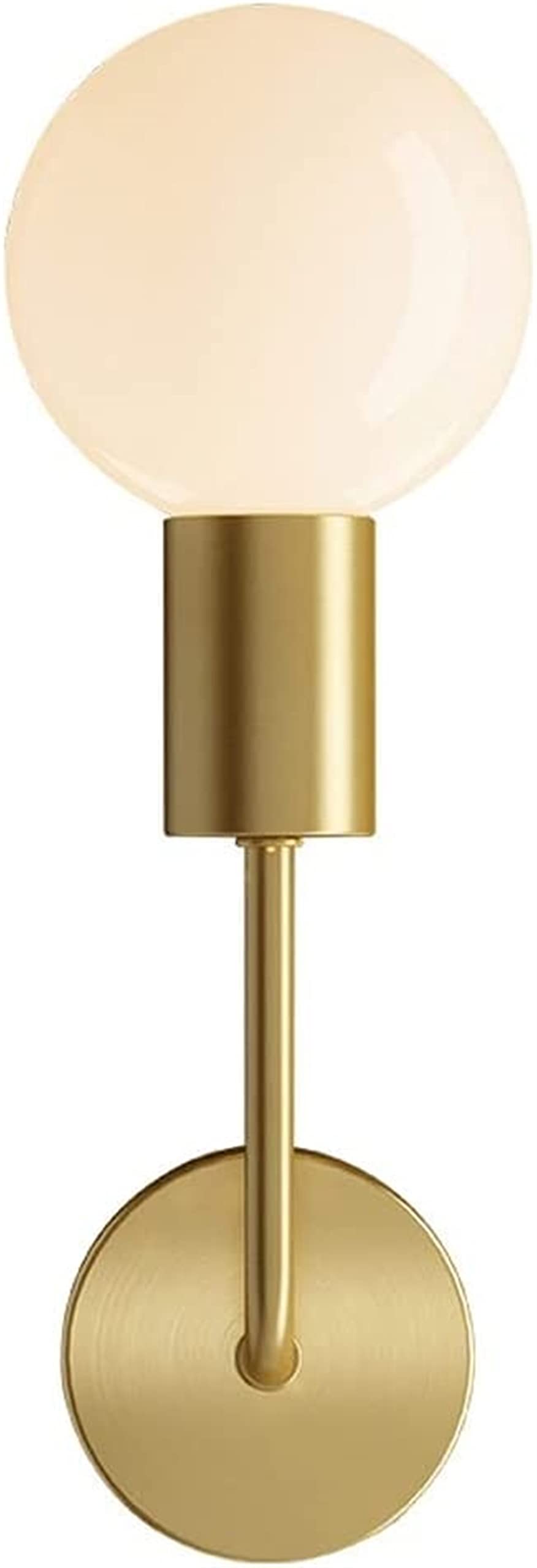 JYBNBBE Wall Sconces, Brass Wall Sconce, Modern Wall Lamp, LED Wall Light with Glass Globe Shade, Simple Indoor Decorative Lighting for Living Room Bedroom Bedside Hallway