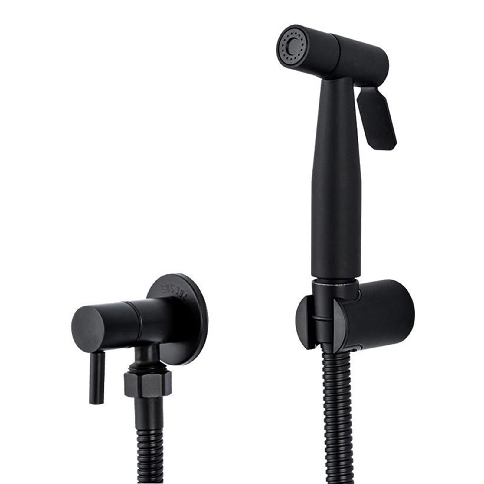 Bidet à main en acier inoxydable noir avec tuyau pour salle de bain moderne