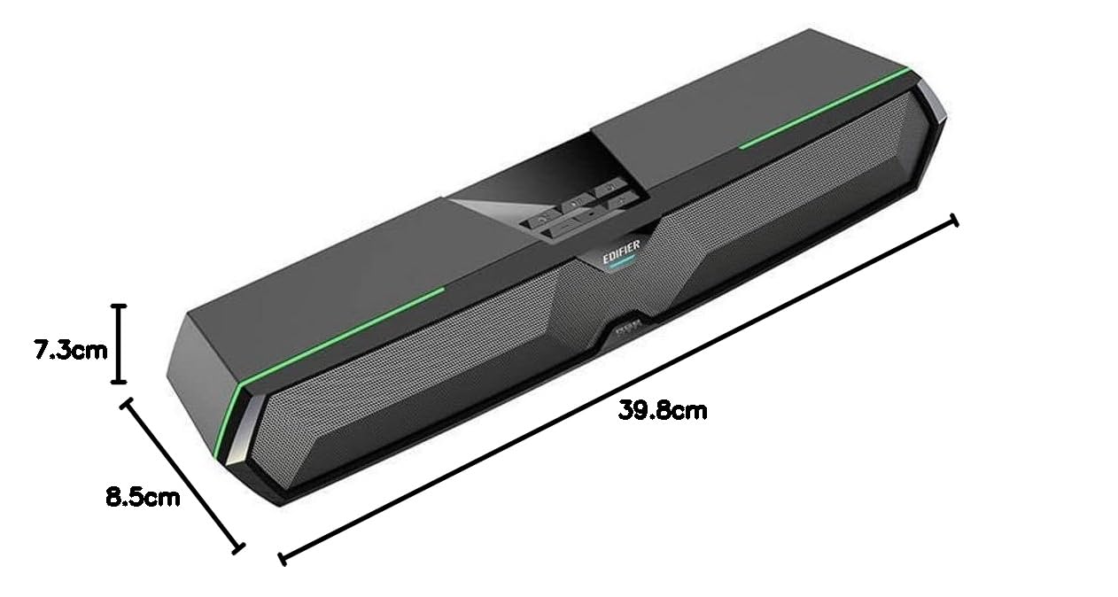 Edifier MG300 - Barra de Sonido compacta para Videojuegos con iluminación RGB, Tarjeta de Sonido integrada y micrófono, Bluetooth 5.3, Color Negro