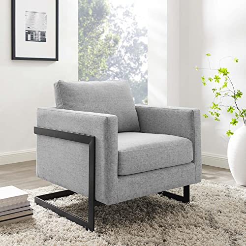 Sillón tapizado de tela Gris claro miniatura 2