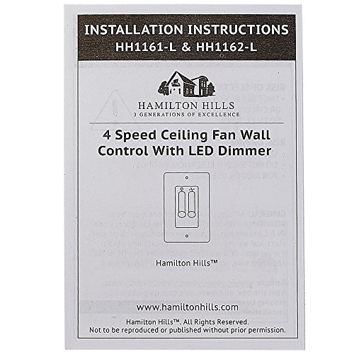 Hamilton Hills White 4 Speed Ceiling Fan Wall Control with LED Dimmer Light Switch | Wall Face Plate Included - Thumbnail 4