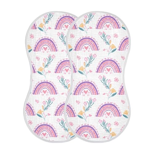 xigua Colorful Floral Muslin Baby Burp Cloths Set of 4, Super Soft & Absorbent Burping Rags, Cotton Burp Clothes Shower Gift for Newborn, Baby Girls and Boys2