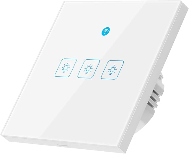 Woolley WiFi Smart Wall Light Switch, Touch Wall Light Switch, APP Remote Control Wall Light Switch with Voice Control (Compatible with Alexa and Google Home)/ Timing -3 Gang, White