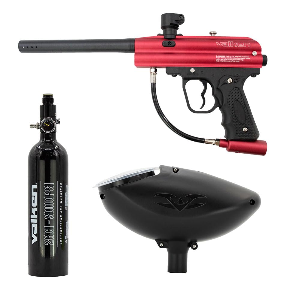 Valken Razorback .68 Caliber Paintball Gun Starter Kit - Semi-Automatic Marker with Loader and Air Tank