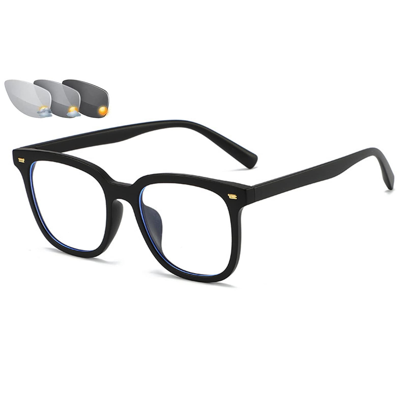 Gafas de Lectura fotocromáticas con Montura de Gran tamaño Gafas cuadradas Que cambian de Color HD Lector de Ancianos Gafas antideslumbrantes para Hombres y Mujeres,C3-+1.00