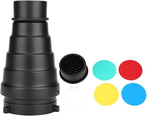 Miniatura 4 de Metal cónico Snoot con rejilla de panal Kit de filtro de haz de luz Tubo Bowens Mount Filter para Studio Strobe Flash