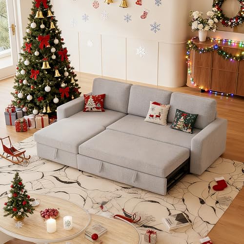 FAVSH 81-Inch L-Shape Sectional Couch, 4-in-1 Multifunctional Pull-Out Couch Sleeper