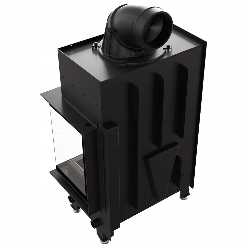 KRATKI Camino in acciaio 8 kw Floki destra fi 160 Nero inserto camino BImSchV Livello 2 per legno