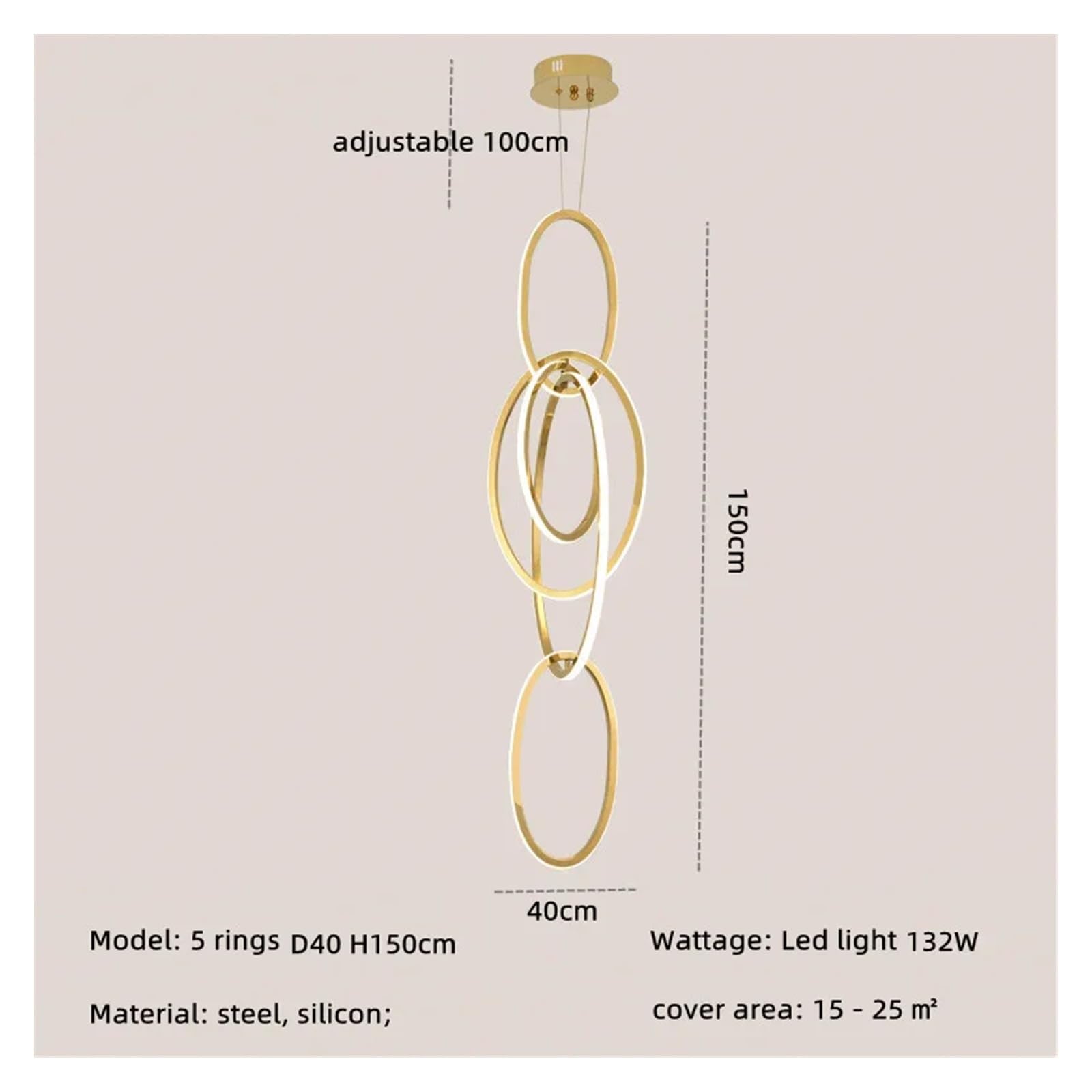 Lámpara Colgante, Lámpara Colgante Led de Acero Polaco Moderna, Lustre, lámpara Oro for escaleras, decoración del hogar, suspendida for Bar, mesita Noche(Wall Lamp H80cm,Changeable)