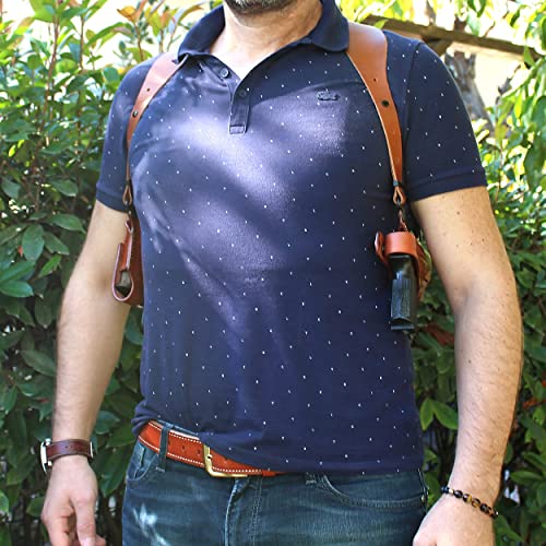 Premium Leather Horizontal Shoulder Holster System With Double Magazine For Glockk 30S 45 Acp 3.77'', Right Hand D Brown Color #1315# #TOP2