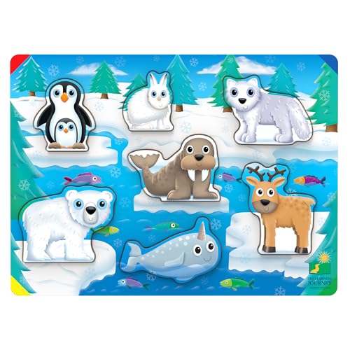 The Learning Journey My First Lift & Learn - Artic 7 Piece Tray Puzzle, White, Blue, Gray, Black, 7 pieces, 11 inches by 15 inches - Image 2