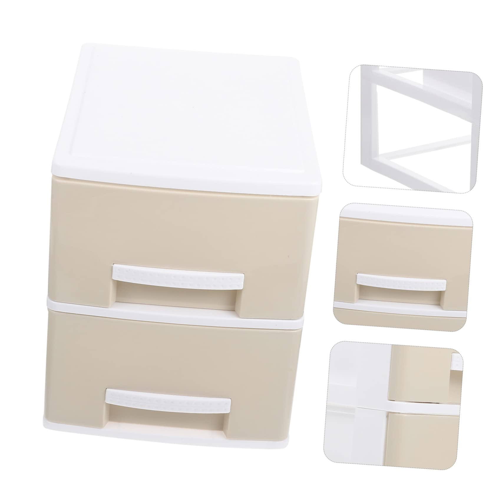 Scatola Portaoggetti da Scrivania a Cassetti, 2 Livelli | Plastico Kaki, Struttura Multiuso e Resistente, per Desktop e Housewarming