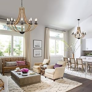 Farmhouse Chandeliers for Dining Room Light Fixture, 10-Light 35" Adjustable Height Retro Faux Wood Texture Rustic Light Fixtures for Living Room Bedroom Kitchen Island Foyer Entryway Farmhouse Chandeliers for Dining Room Light Fixture 10 Light 35 Adjustable Height Retro Faux Wood Texture Rustic Light Fixtures for Living Room Bedroom Kitchen Island Foyer Entryway