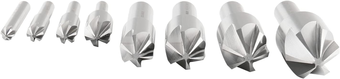 Accusize Industrial Tools 82 Degree 6 Flute H.S.S. Machine Countersink, 8 Pcs, Precision Ground, 0206-1018