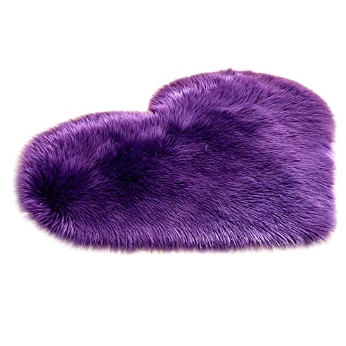Digood Soft Rug Fluffy Silky Carpet Heart Shape No Slip Mats Girls Bedroom
