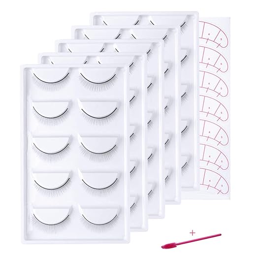Practica Pestañas 25 pares Práctica de Entrenamiento Pestañas Tira de pestañas Autoadhesivas con 7 pares de Parches Oculares