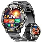 LIGE Smart Watch for Men, Bluetooth Call, LED Flashlight/800mAh Large Capacity, 1.43" AMOLED Fitness Tracker with 200+ Sports Modes, Business/Sport Smartwatch for Android iOS, Black Gold
