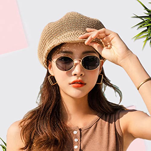 Gorra Newsboy de verano para mujer, gorra de paja khaki miniatura 6